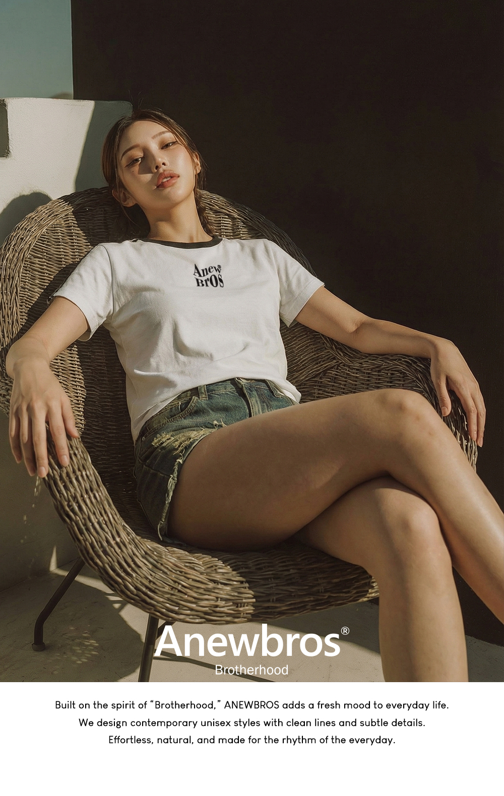 TWIN LOGO TRACK V-NECK T-SHIRT - 4 COLORS IVORY
