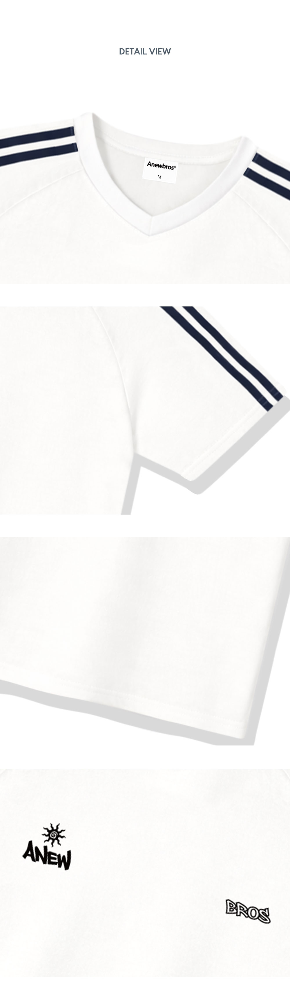 TWIN LOGO TRACK V-NECK T-SHIRT - 4 COLORS IVORY